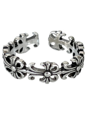 不掉色饰品十字架镂空开口指环