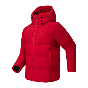 新年红色【羽盾】拓路者石墨烯连帽羽绒服男冬季红色加厚保暖外套