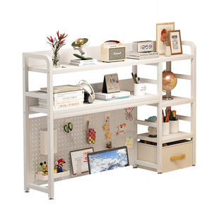 洞洞板书架桌面收纳置物架家用办公桌书桌多层铁艺桌上学生电脑桌