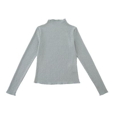 【三折清仓】 气泡微皱肌理纹半高领紧身打底长袖T恤显瘦基础款