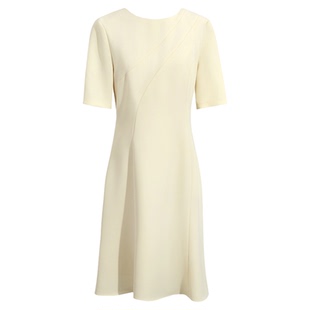 OFFIY-早春显白嫩黄 醋酸职业气质漂亮显瘦高级鱼尾连衣裙26新款