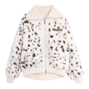 西町村屋外套女冬新款法式浪漫包包大翻领毛毛短款外搭AD8219023