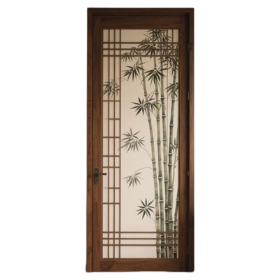 宋代美学实木胡桃色长虹玻璃门