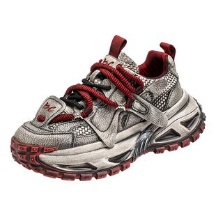 欧洲站男鞋冬季休闲跑步复古擦色厚底爆款青少年运动增高老爹潮鞋