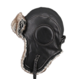 VISON 真皮飞行员棉帽雷锋帽冬季户外护耳加绒毛帽子男女复古潮