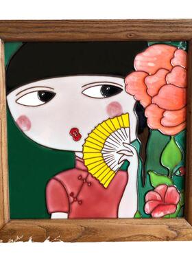电表箱装饰画立体浮雕手绘老榆木
