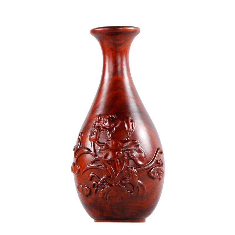 雕刻实木插花瓶酒柜玄关工艺品