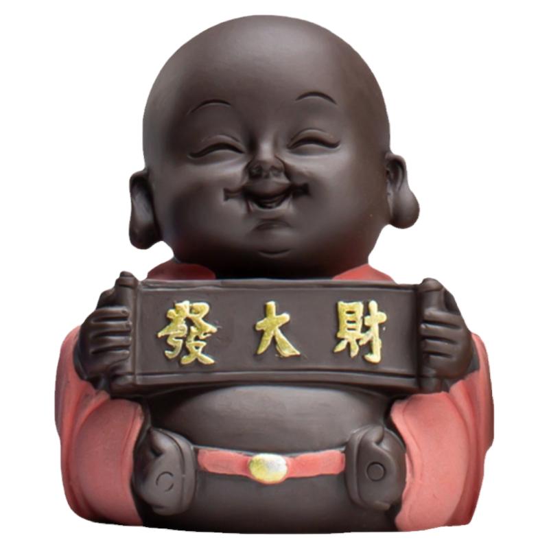 可爱小和尚人物盆栽配件装饰花盆紫砂微景观假山造景家居复古摆设