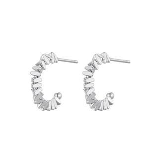 S925银针碎银子耳钉女直针养耳洞耳环C型耳圈耳坠冷淡风圈圈耳饰