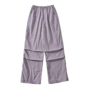 XXBUNI 夏季跳舞薄款灰紫速干工装裤显瘦裤子hiphop束脚阔腿裤女