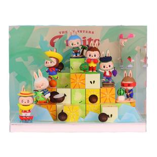 新锐泡泡玛特POP MART拉布布水果背景主题盒亚克力透明收纳盒展示