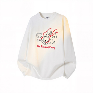 STA旗舰店美式潮牌重磅纯棉长袖男女复古高街宽松圆领打底衫卫衣