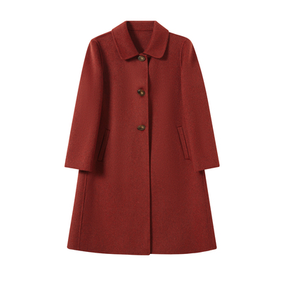 加驼绒内胆高端对面呢羊绒大衣女