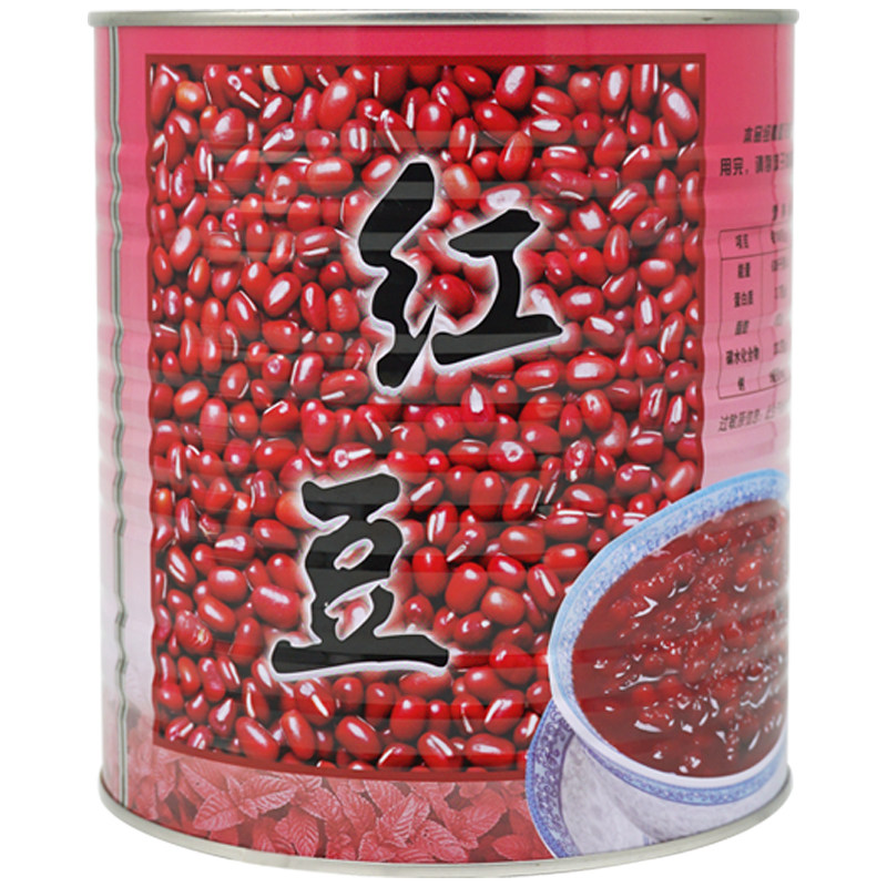 名忠红豆罐头糖水蜜豆颗粒状3200g大罐装冰沙双皮奶原料开罐即食