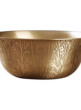 藏式黄铜雕花佛前供碗家用供奉