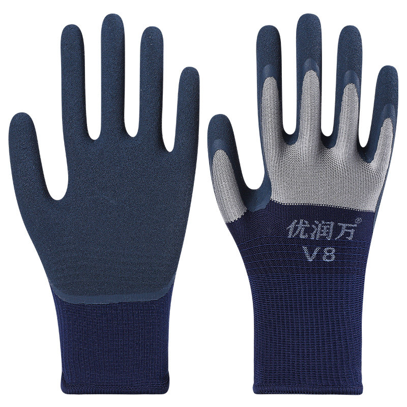 优润万V8灰色磨砂劳保手套耐磨