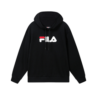 FILA 斐乐官方男子连帽卫衣2026冬新款休闲宽松加绒针织长袖上衣