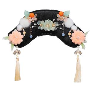 古装汉服假发包清朝格格宫廷旗头一体式儿童发髻全套头饰燕尾发型