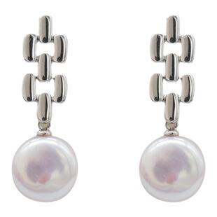 MISS HELEN韩版链式纽扣珍珠」耳钉&耳夹女无耳洞蚊香盘耳饰气质