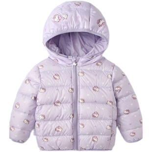 HelloKitty童装冬季新款印花轻薄羽绒服女童连帽三防防钻绒短款