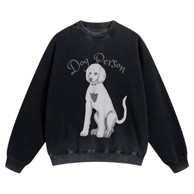 310MOOD手绘狗狗水洗卫衣