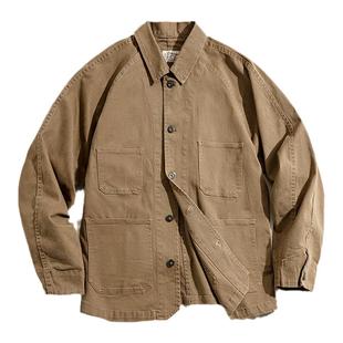 马登工装美式重磅多口袋夹克巴恩风翻领阿美咔叽硬汉短款外套男春