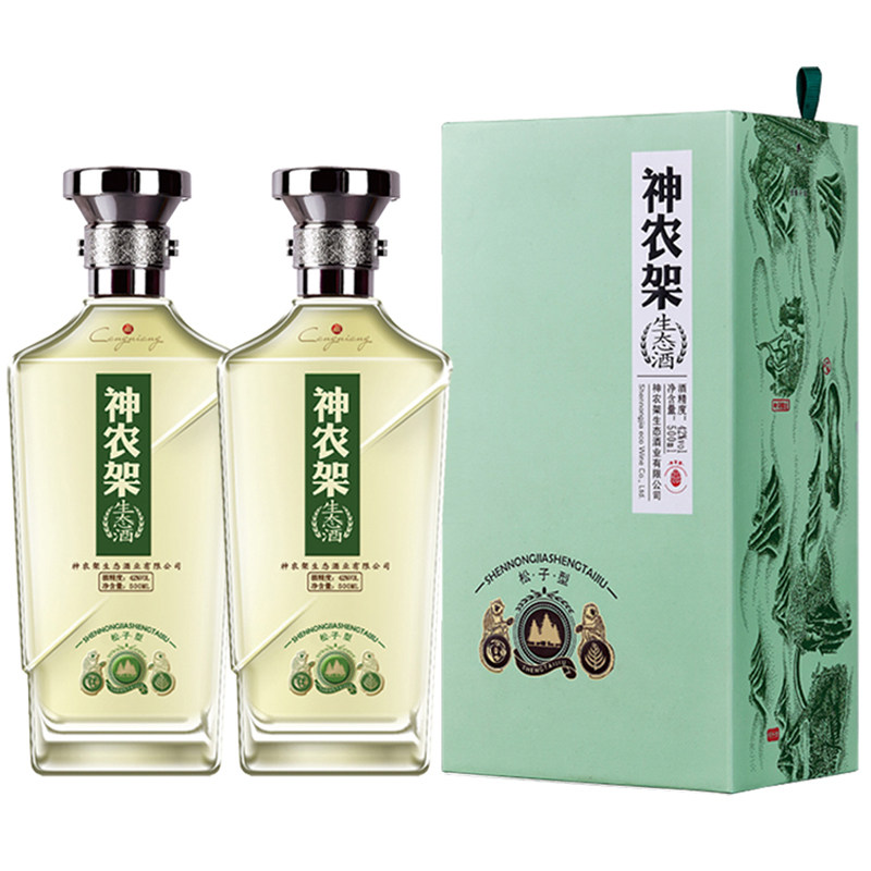 湖北神农架生态酒林级松子浓香型原浆纯粮食高度泡药白酒两瓶礼盒