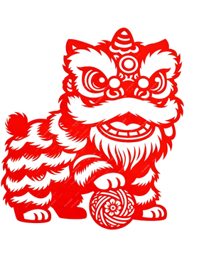 舞狮剪纸图案红色贴纸客厅厨房餐厅窗户玻璃推拉门装饰防水墙贴
