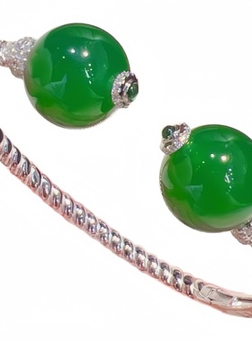 天然手镯玉髓时尚百搭秀气银镀金