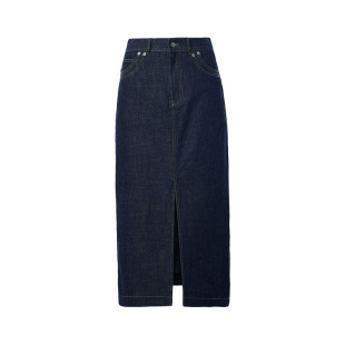 时髦原色牛仔高腰半身裙MOFAN摩凡2026夏新款显瘦直筒裙中长款