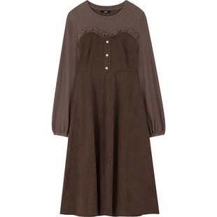 妖精的口袋针织提花法式收腰连衣裙女2026年冬季新款高级感长裙子