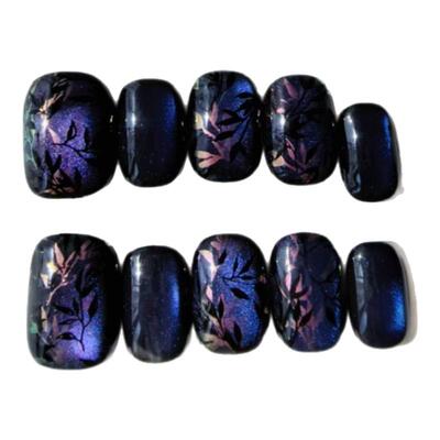 【匿名花信】MUSSIE NAIL暗纹提花变色猫眼高级纯手工短款穿戴甲
