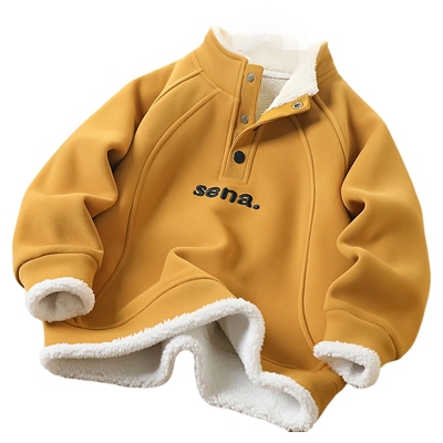 男童冬款加绒卫衣半高领防风保暖