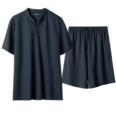 舒雅男士棉亚麻混纺薄款家居服