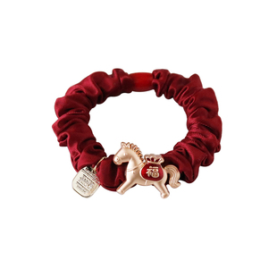 新年红色小马发圈女本命年皮筋头绳小肠圈喜庆发饰扎头发耐用发绳