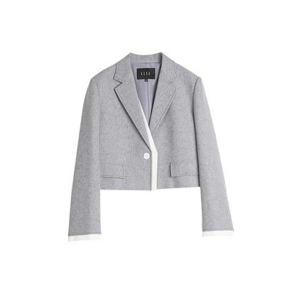 设计感拼接撞色西装外套ELLE