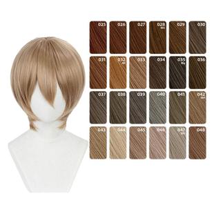 ND家万用头皮顶MSN短发025-048色cos假发褐红黄青棕茶亚麻金收脸
