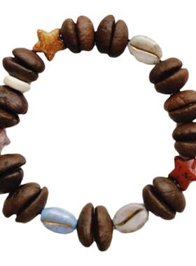 东巴的记忆真咖啡豆手串搭配多彩树脂配件高颜值手链