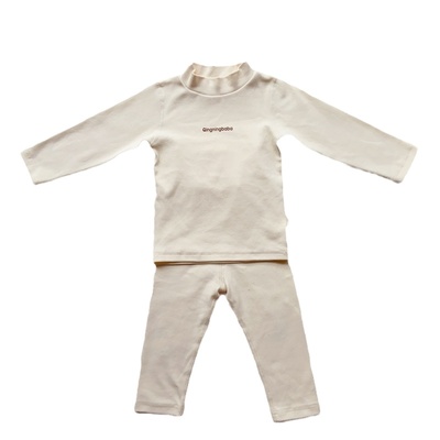 半高领男女童纯棉磨毛无骨内衣套