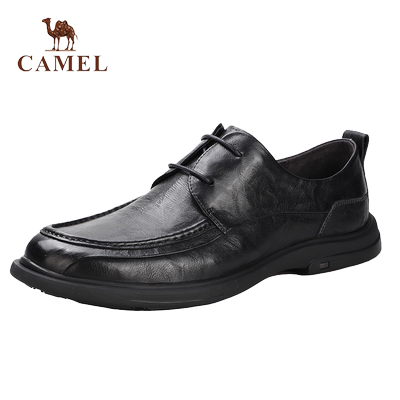 骆驼商务休闲头层牛皮圆头软底鞋