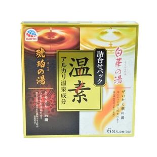 日本巴斯洛漫温素琥珀白华汤温泉浴盐保湿泡澡入浴剂混合盒装6袋