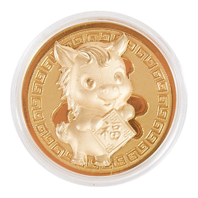 幸福马币薄款仿金箔金色卡通摆件