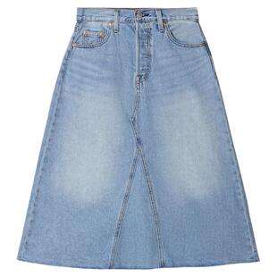 【商场同款】Levi's李维斯女士高腰修身A字牛仔水洗中长裙A9316