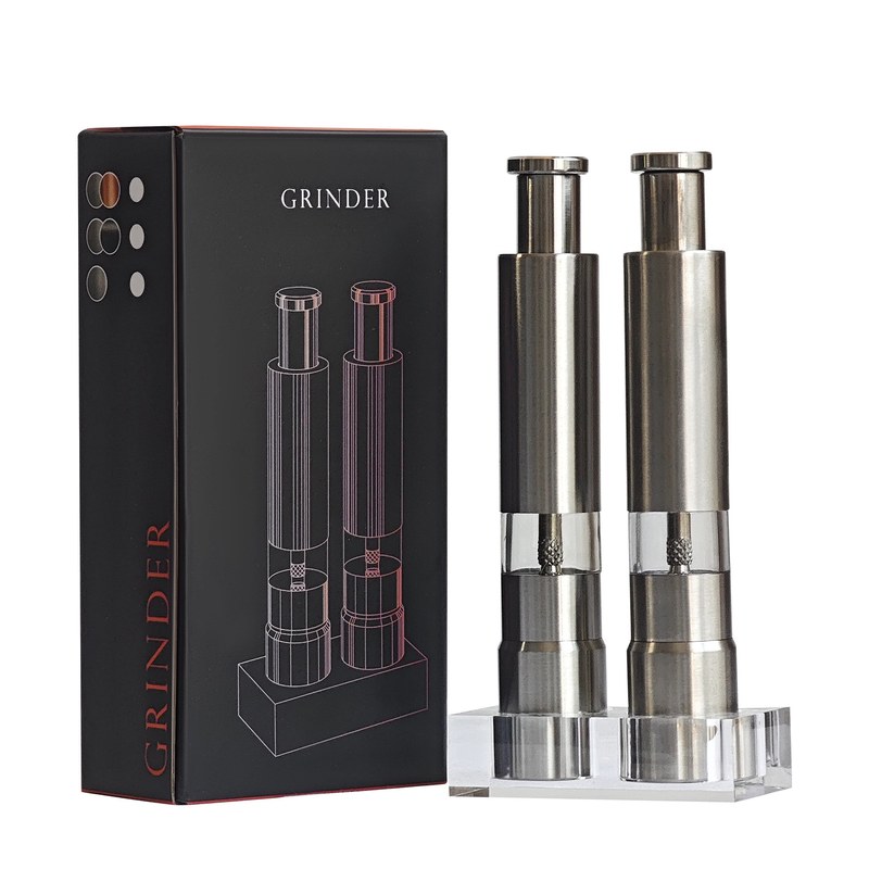 不锈钢按压式研磨器黑胡椒磨海盐胡椒器瓶磨粉研磨胡椒粉研磨机粒