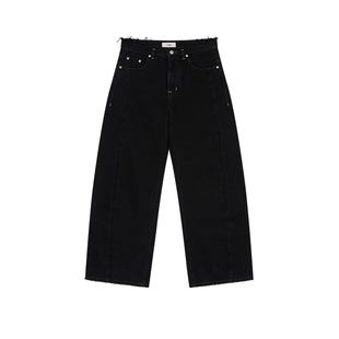 樱桃KIRSH 水洗磨毛腰头牛仔裤女2026春季全棉毛边弯刀裤显瘦长裤