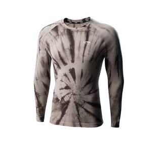 UTO扎染美丽诺羊毛速干长袖女户外登山徒步保暖速干衣男运动T恤