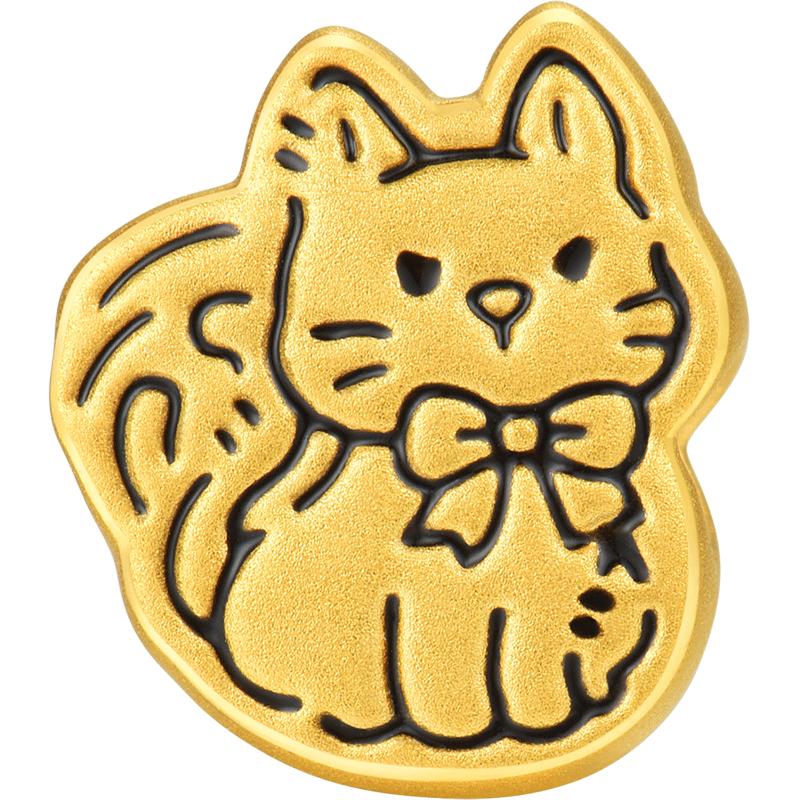 明牌珠宝小猫小狗硬金串珠 黄金路路通足金情人节礼物AFP1505