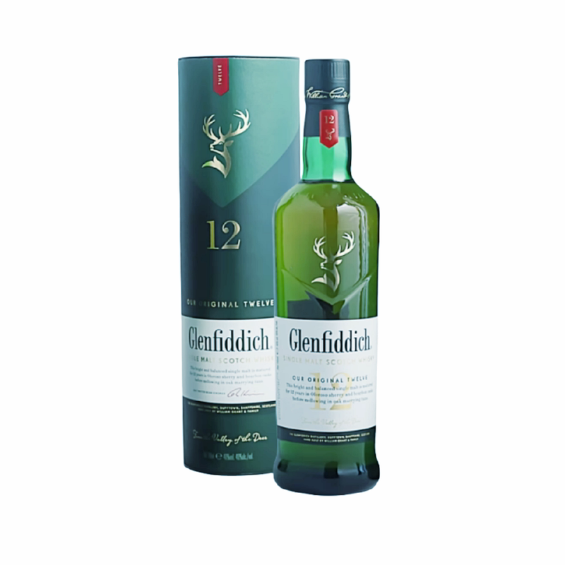 Glenfiddich格兰菲迪12年单一麦芽苏格兰威士忌原瓶进口洋酒700ml