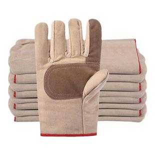 双层全衬24道线帆布手套机械电焊工耐磨加厚工作劳保防护用品厂家
