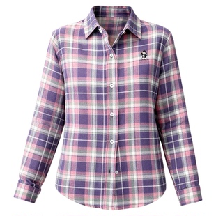 小熊磨毛格子衬衫女春秋新款纯棉法兰绒衬衣内搭打底学生百搭上衣